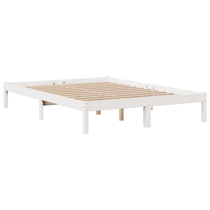 Bookcase Bed without Mattress White 140x200 cm Solid Wood Pine