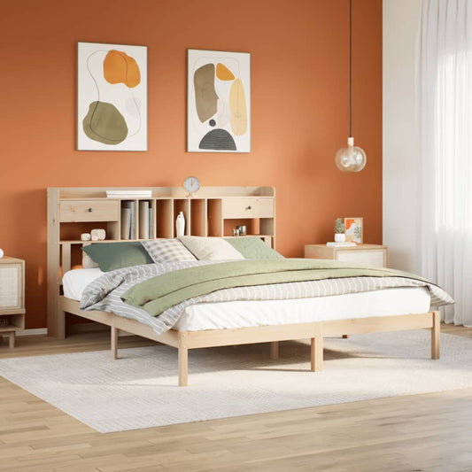 Bookcase Bed without Mattress 180x200 cm Super King Solid Wood Pine