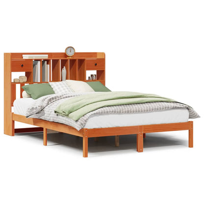 Bookcase Bed without Mattress Wax Brown 140x190 cm Solid Wood Pine