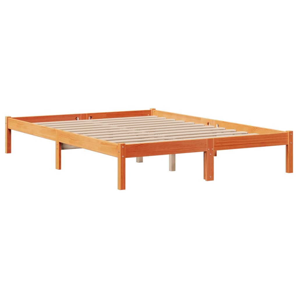Bookcase Bed without Mattress Wax Brown 150x200 cm King Solid Wood Pine