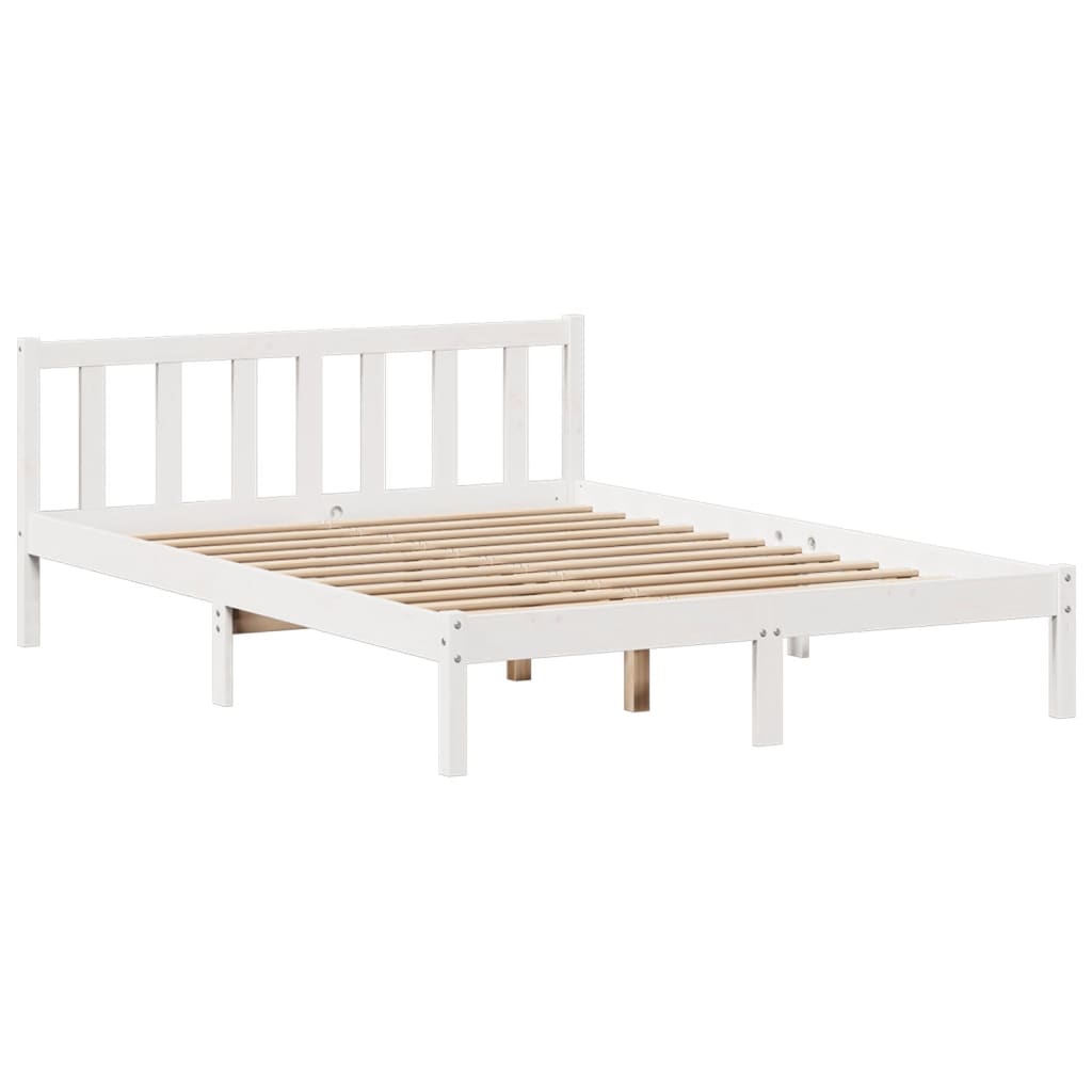 Bookcase Bed without Mattress White 150x200 cm King Solid Wood Pine