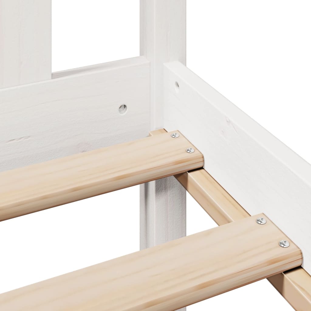 Bookcase Bed without Mattress White 150x200 cm King Solid Wood Pine