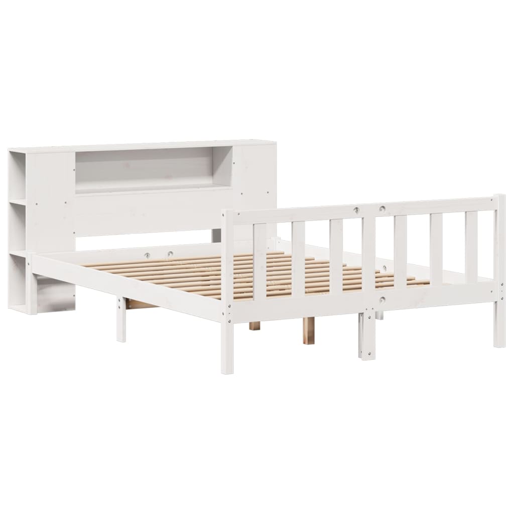 Bookcase Bed without Mattress White 160x200 cm Solid Wood Pine