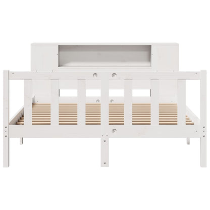 Bookcase Bed without Mattress White 160x200 cm Solid Wood Pine