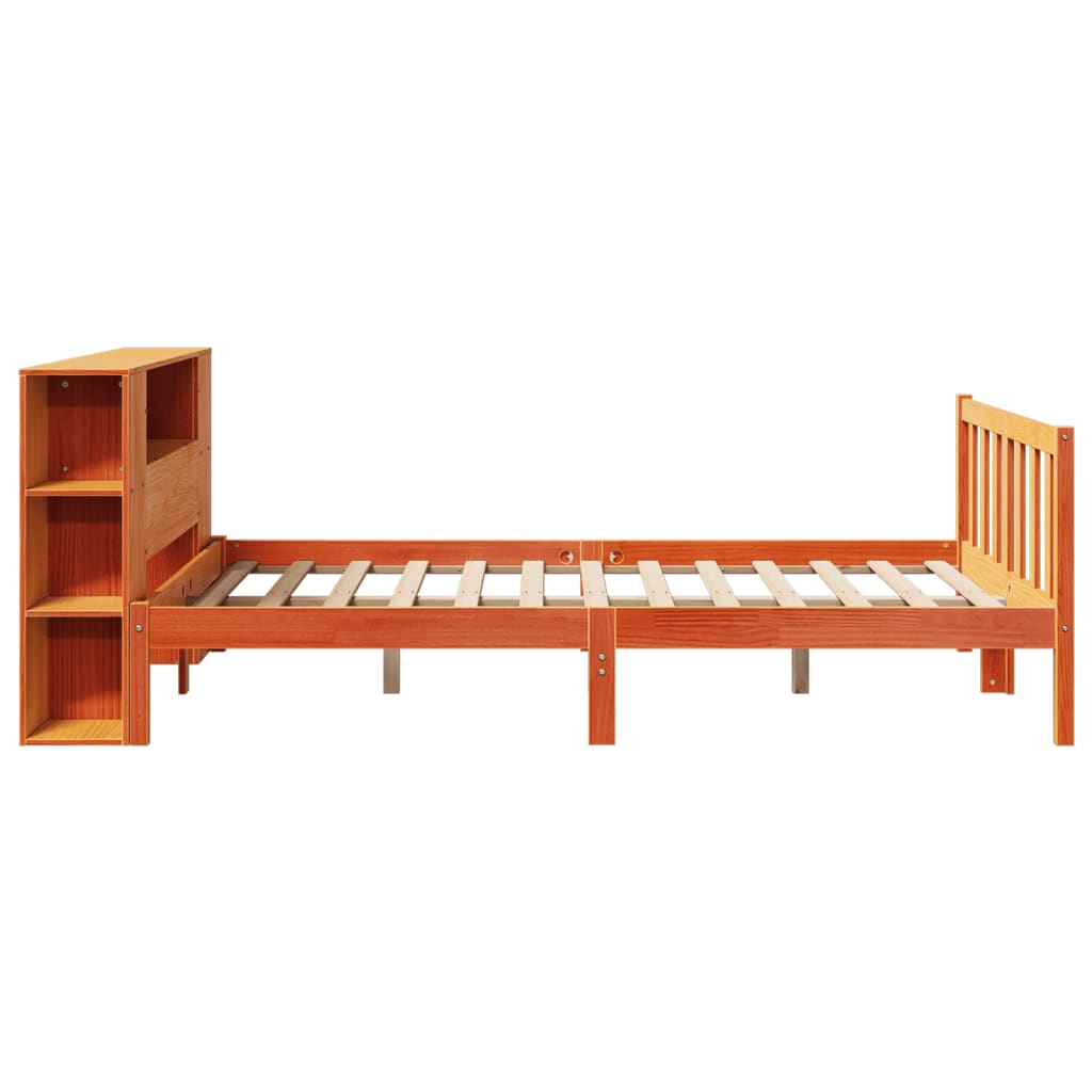Bookcase Bed without Mattress Wax Brown 135x190 cm Double Solid Wood Pine