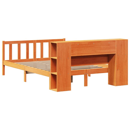 Bookcase Bed without Mattress Wax Brown 140x200 cm Solid Wood Pine