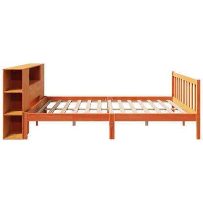Bookcase Bed without Mattress Wax Brown 200x200 cm Solid Wood Pine