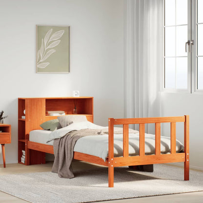 Bookcase Bed without Mattress Wax Brown 100x200 cm Solid Wood Pine