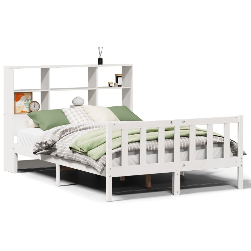 Bookcase Bed without Mattress White 160x200 cm Solid Wood Pine
