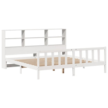 Bookcase Bed without Mattress White 180x200 cm Super King Solid Wood Pine