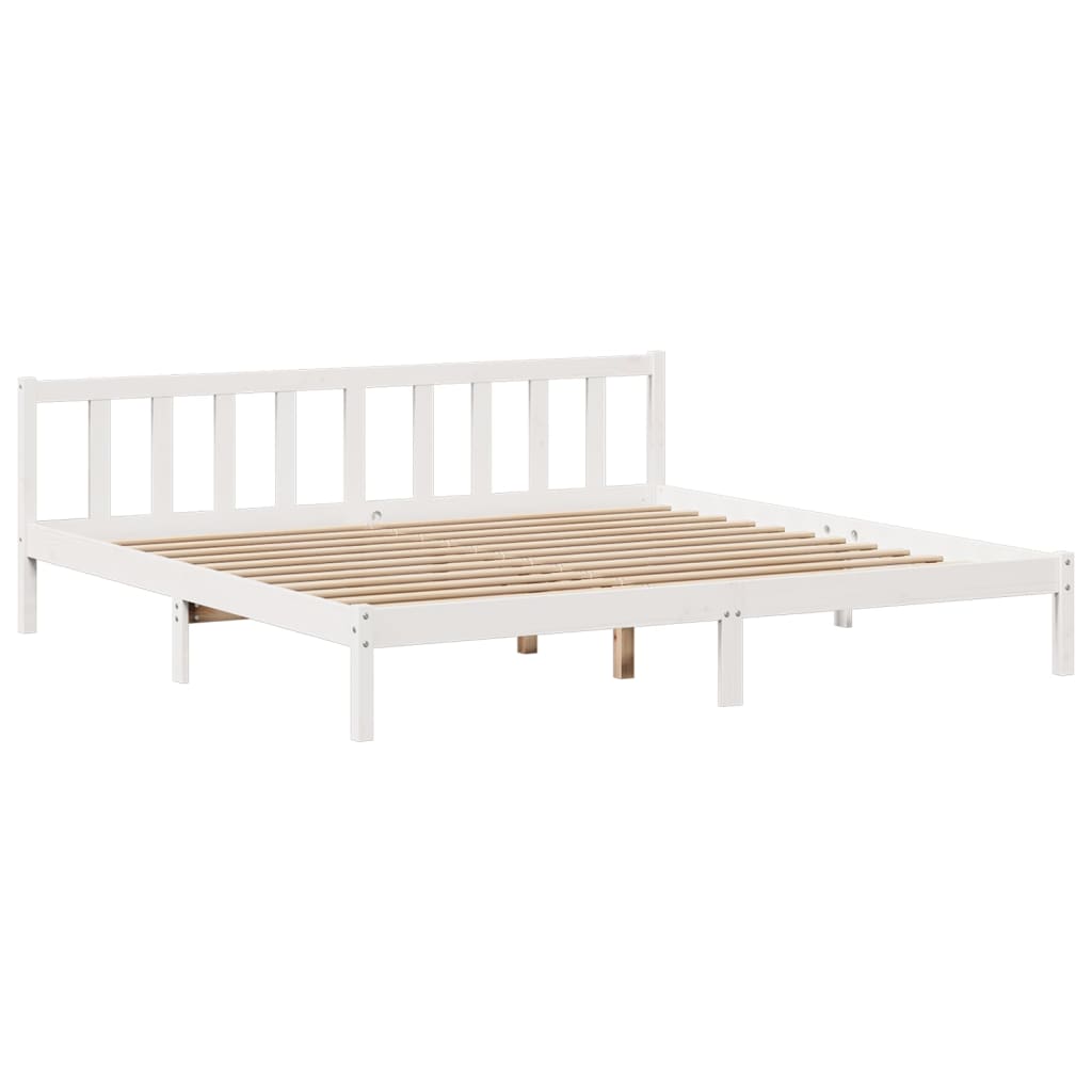 Bookcase Bed without Mattress White 180x200 cm Super King Solid Wood Pine