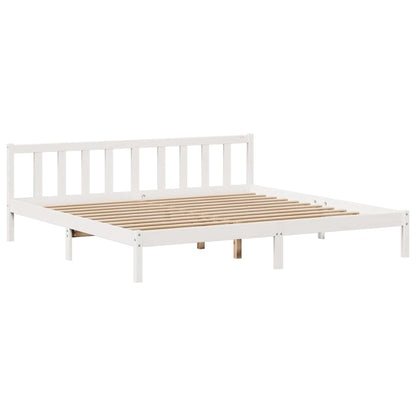 Bookcase Bed without Mattress White 180x200 cm Super King Solid Wood Pine