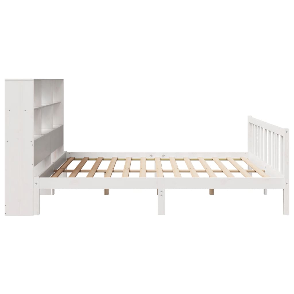 Bookcase Bed without Mattress White 180x200 cm Super King Solid Wood Pine
