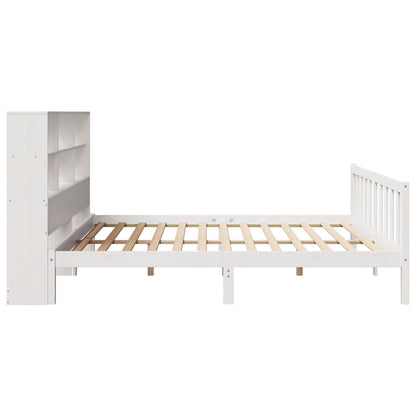 Bookcase Bed without Mattress White 180x200 cm Super King Solid Wood Pine