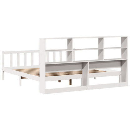 Bookcase Bed without Mattress White 180x200 cm Super King Solid Wood Pine
