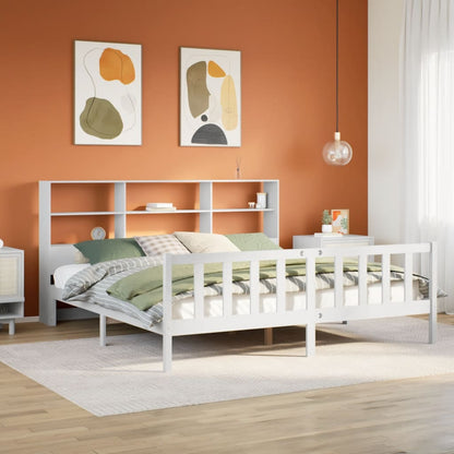 Bookcase Bed without Mattress White 180x200 cm Super King Solid Wood Pine