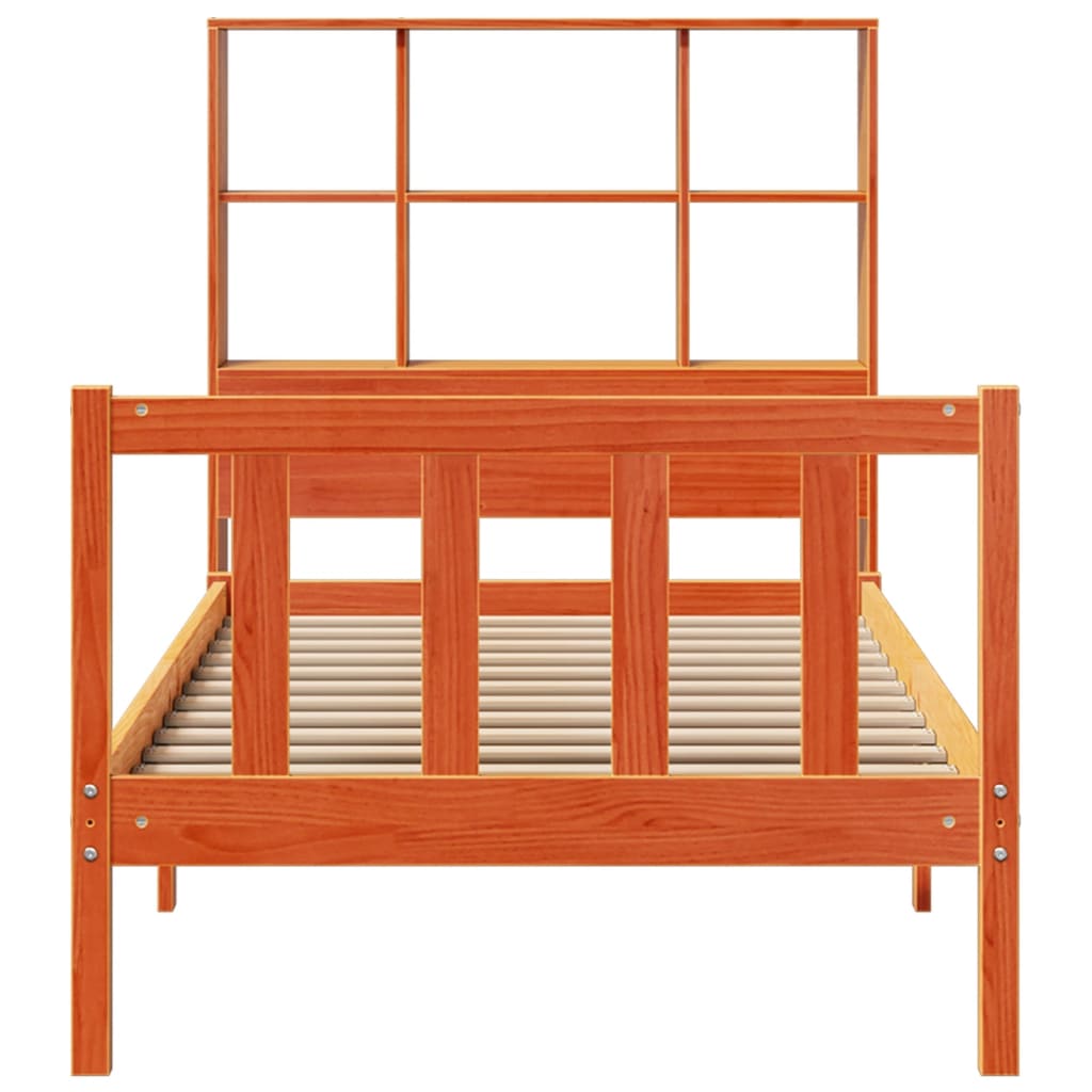 Bookcase Bed without Mattress Wax Brown 75x190 cm Small Single Solid Wood Pine