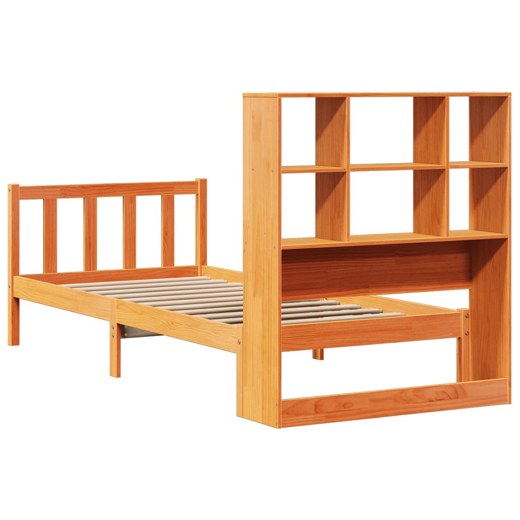 Bookcase Bed without Mattress Wax Brown 75x190 cm Small Single Solid Wood Pine