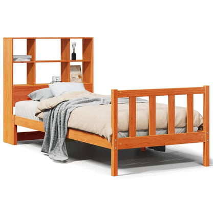 Bookcase Bed without Mattress Wax Brown 100x200 cm Solid Wood Pine