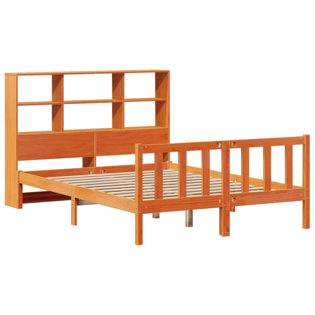 Bookcase Bed without Mattress Wax Brown 120x200 cm Solid Wood Pine
