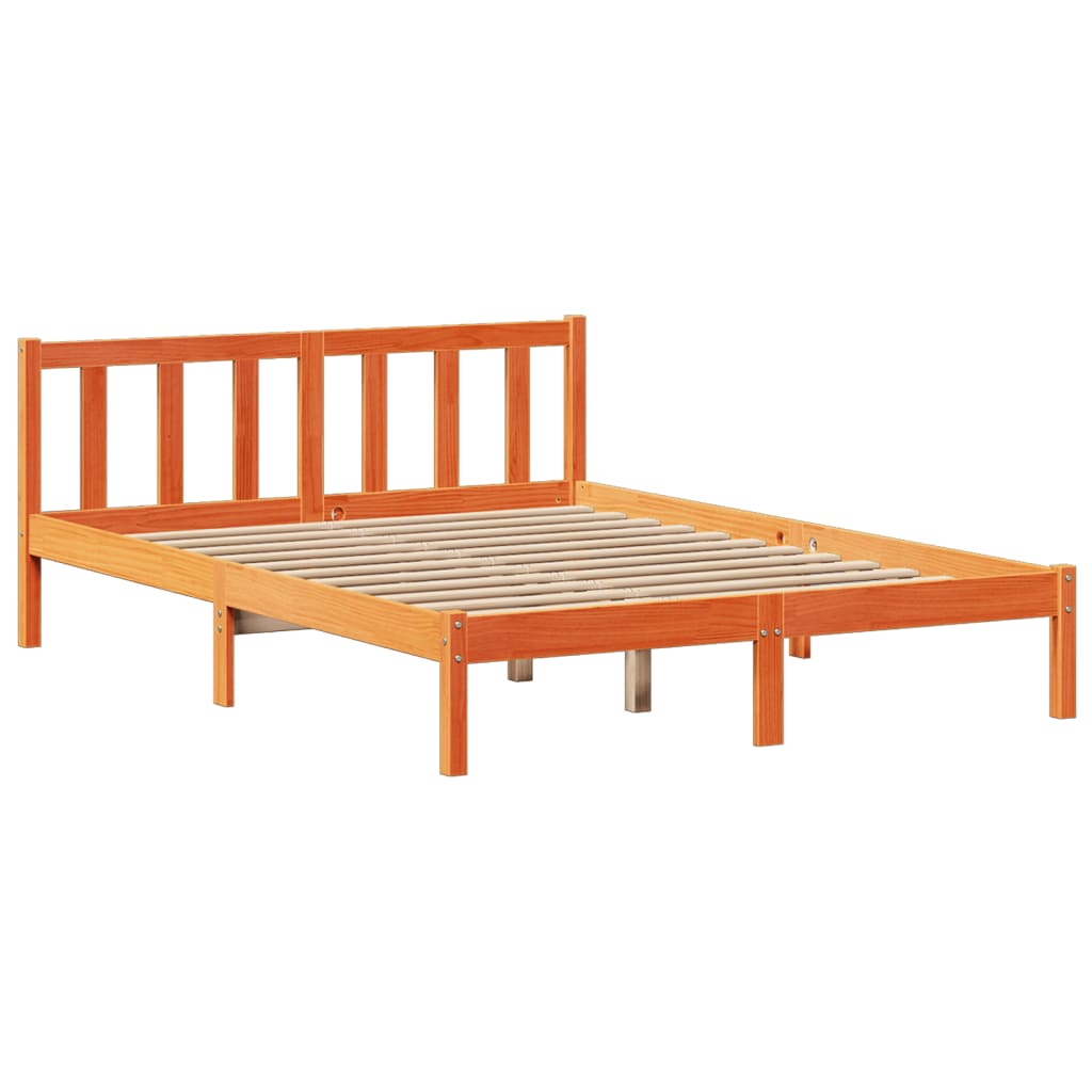 Bookcase Bed without Mattress Wax Brown 140x200 cm Solid Wood Pine