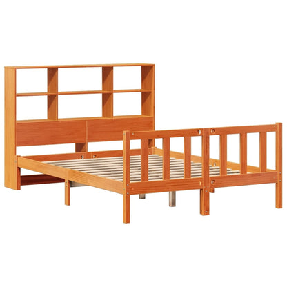 Bookcase Bed without Mattress Wax Brown 150x200 cm King Size Solid Wood Pine