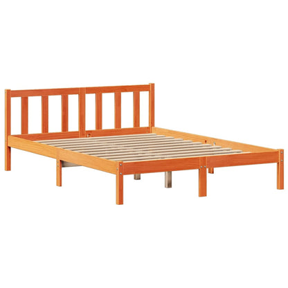 Bookcase Bed without Mattress Wax Brown 150x200 cm King Size Solid Wood Pine