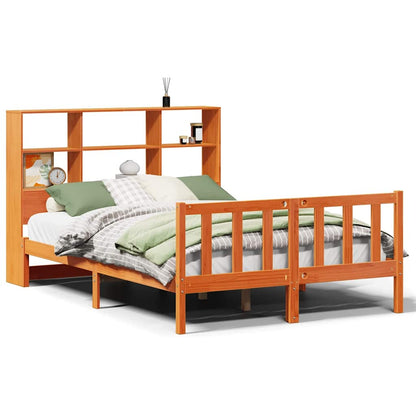 Bookcase Bed without Mattress Wax Brown 160x200 cm Solid Wood Pine