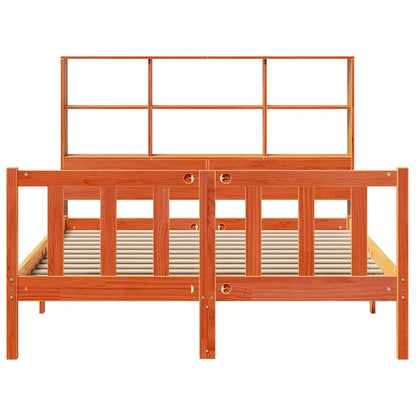 Bookcase Bed without Mattress Wax Brown 160x200 cm Solid Wood Pine