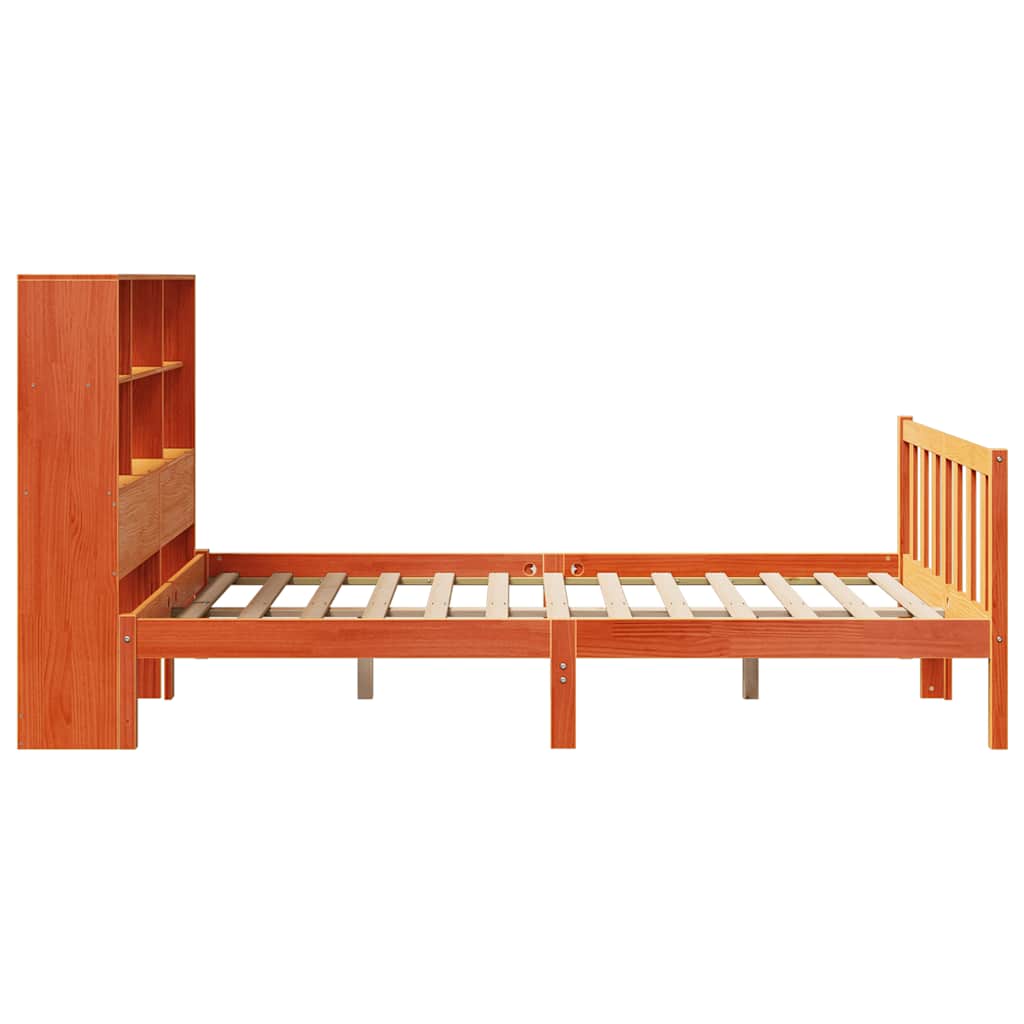 Bookcase Bed without Mattress Wax Brown 160x200 cm Solid Wood Pine