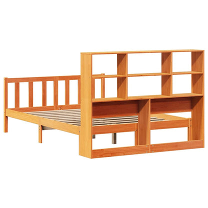 Bookcase Bed without Mattress Wax Brown 160x200 cm Solid Wood Pine