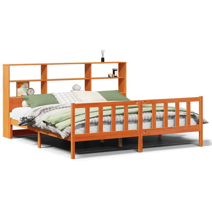 Bookcase Bed without Mattress Wax Brown 180x200 cm Super King Solid Wood Pine
