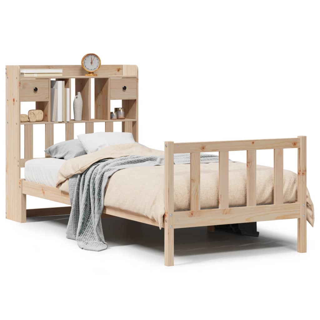 Bookcase Bed without Mattress 75x190 cm Small Single Solid Wood Pine