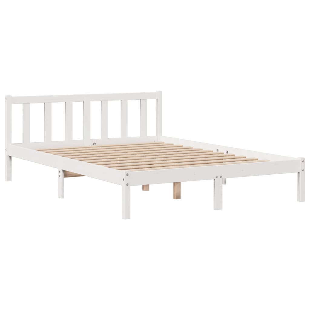 Bookcase Bed without Mattress White 140x190 cm Solid Wood Pine
