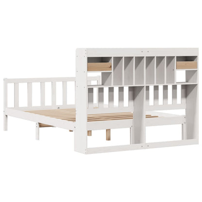 Bookcase Bed without Mattress White 140x190 cm Solid Wood Pine