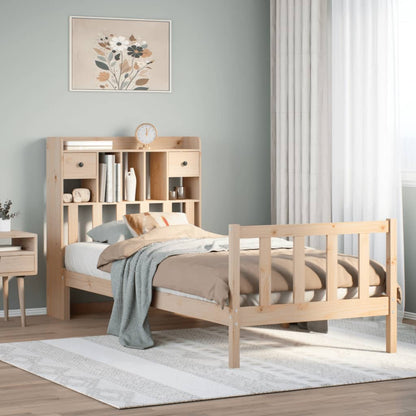 Bookcase Bed without Mattress 90x200 cm Solid Wood Pine
