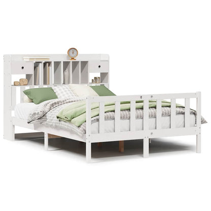 Bookcase Bed without Mattress White 140x200 cm Solid Wood Pine