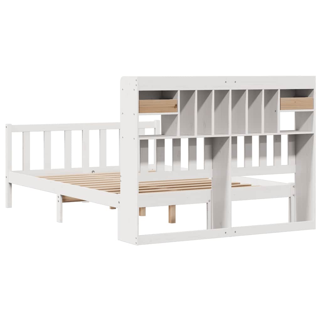 Bookcase Bed without Mattress White 140x200 cm Solid Wood Pine
