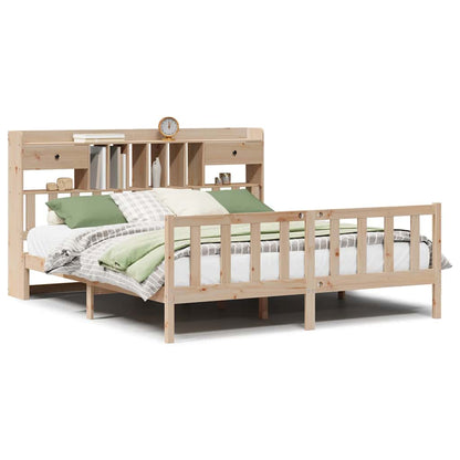 Bookcase Bed without Mattress 180x200 cm Super King Solid Wood Pine