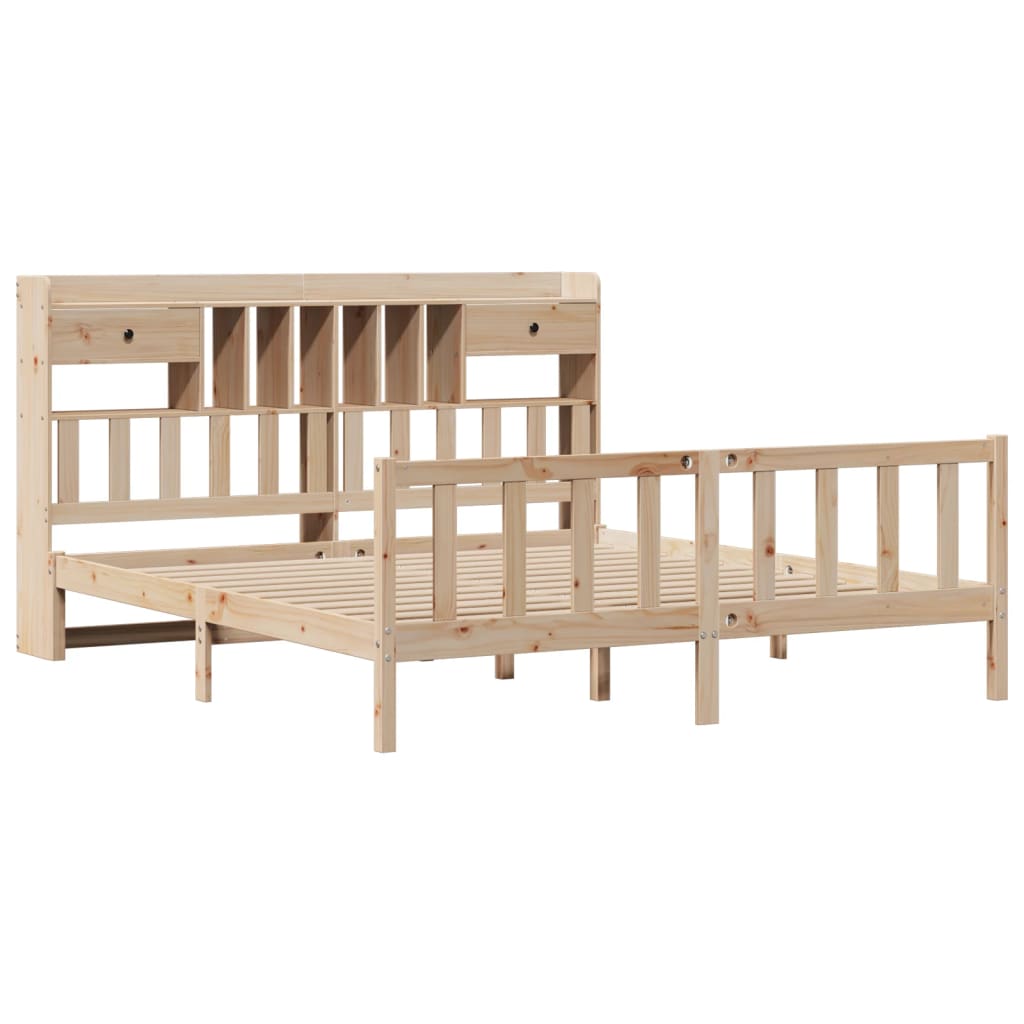 Bookcase Bed without Mattress 180x200 cm Super King Solid Wood Pine