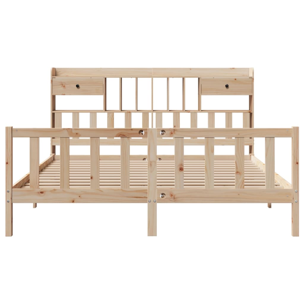 Bookcase Bed without Mattress 180x200 cm Super King Solid Wood Pine