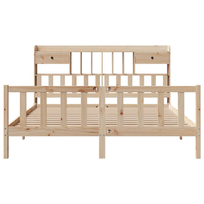 Bookcase Bed without Mattress 180x200 cm Super King Solid Wood Pine