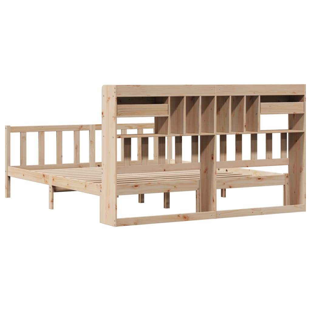 Bookcase Bed without Mattress 180x200 cm Super King Solid Wood Pine