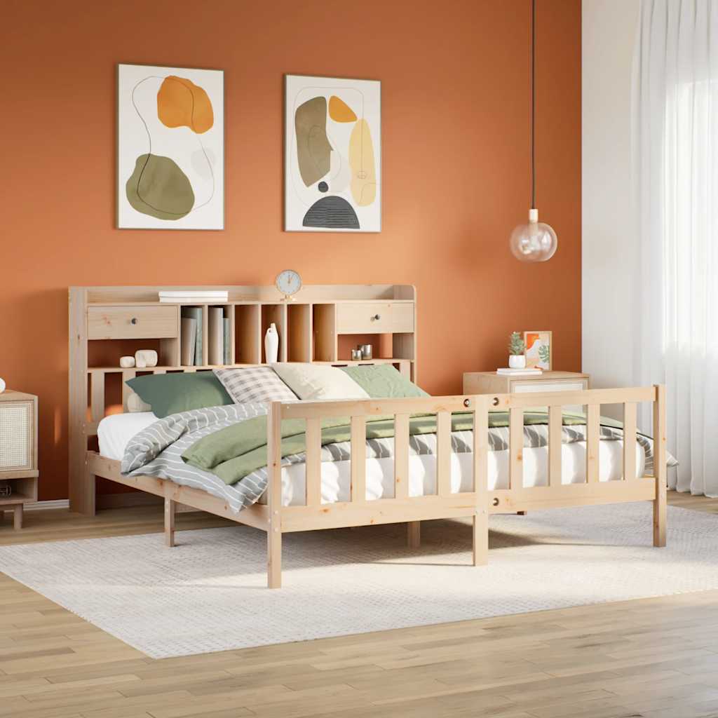 Bookcase Bed without Mattress 180x200 cm Super King Solid Wood Pine