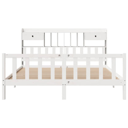 Bookcase Bed without Mattress White 180x200 cm Super King Solid Wood Pine