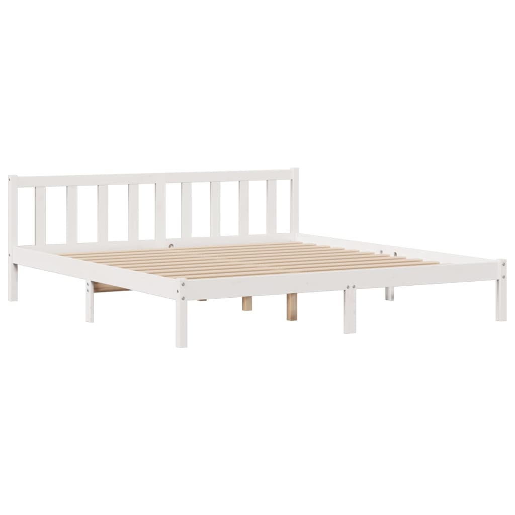 Bookcase Bed without Mattress White 180x200 cm Super King Solid Wood Pine
