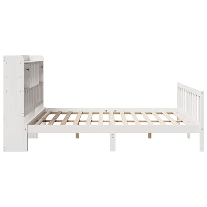 Bookcase Bed without Mattress White 180x200 cm Super King Solid Wood Pine