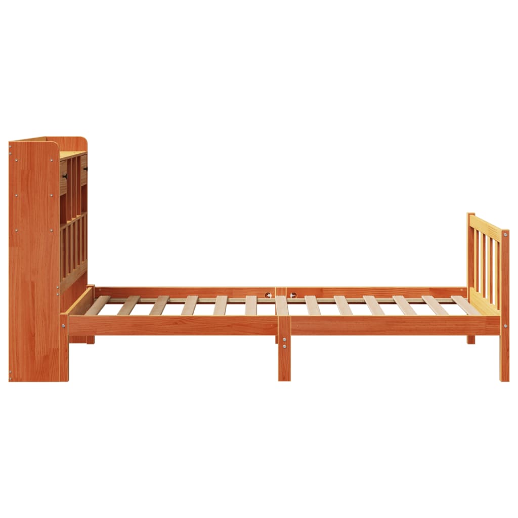 Bookcase Bed without Mattress Wax Brown 75x190 cm Small Single Solid Wood Pine