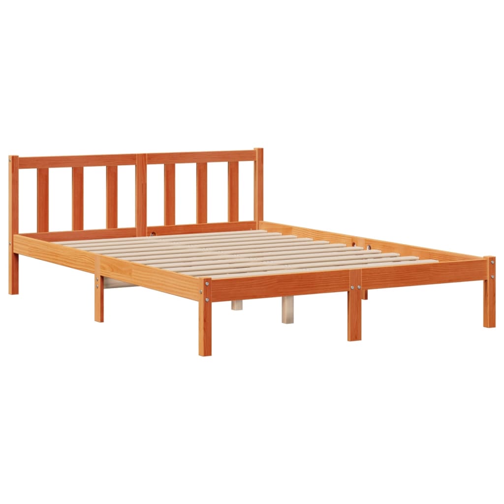 Bookcase Bed without Mattress Wax Brown 150x200 cm King Solid Wood Pine