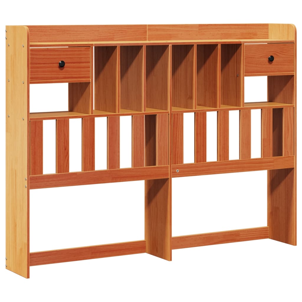 Bookcase Bed without Mattress Wax Brown 150x200 cm King Solid Wood Pine